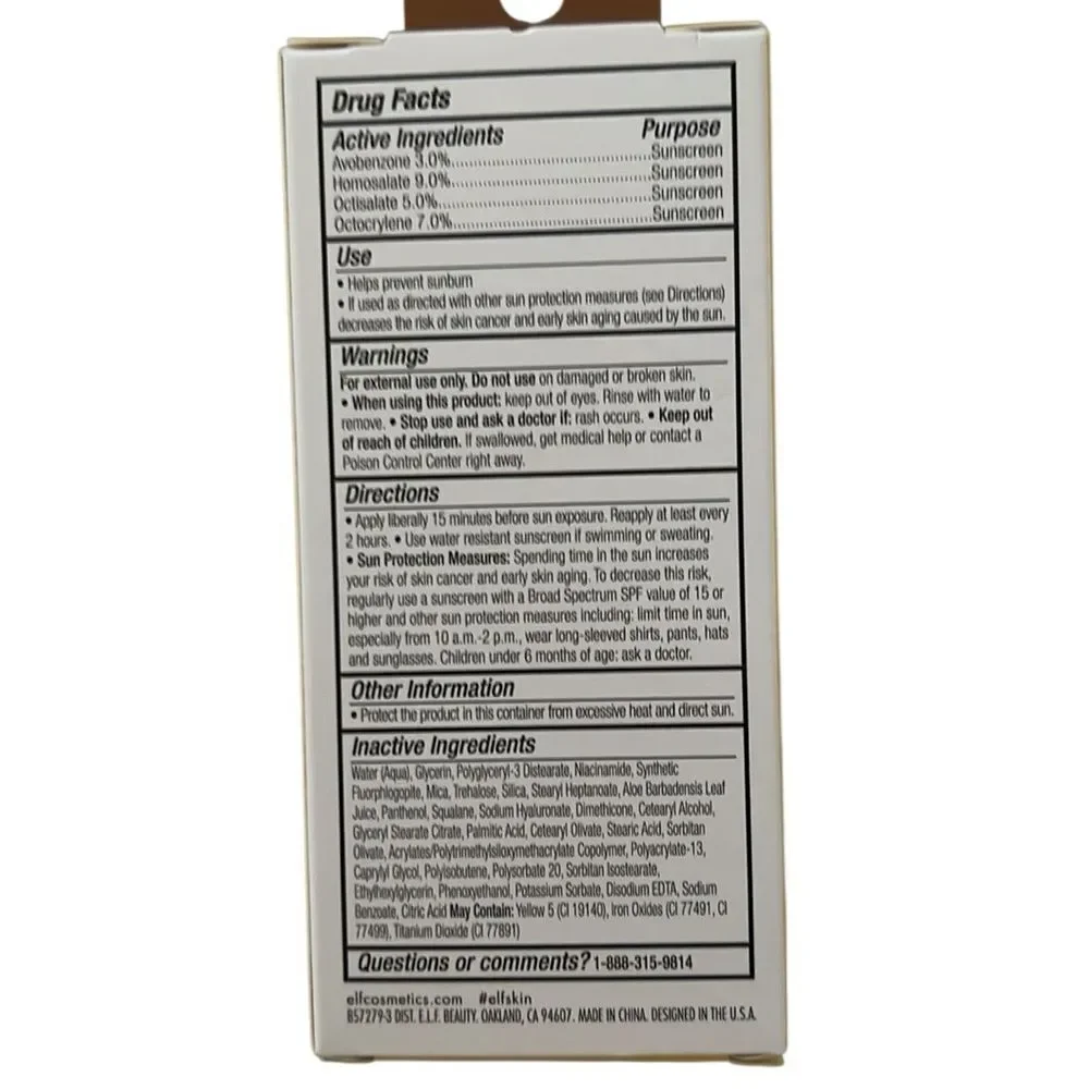 E.L.F NIB Suntouchables Whoa Glow Broad Spectrum SPF 30 Sunscreen in Sunburst
